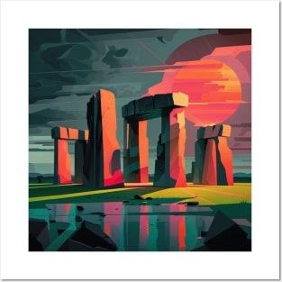 Stonehenge in Abstract Sunset Posters and Art